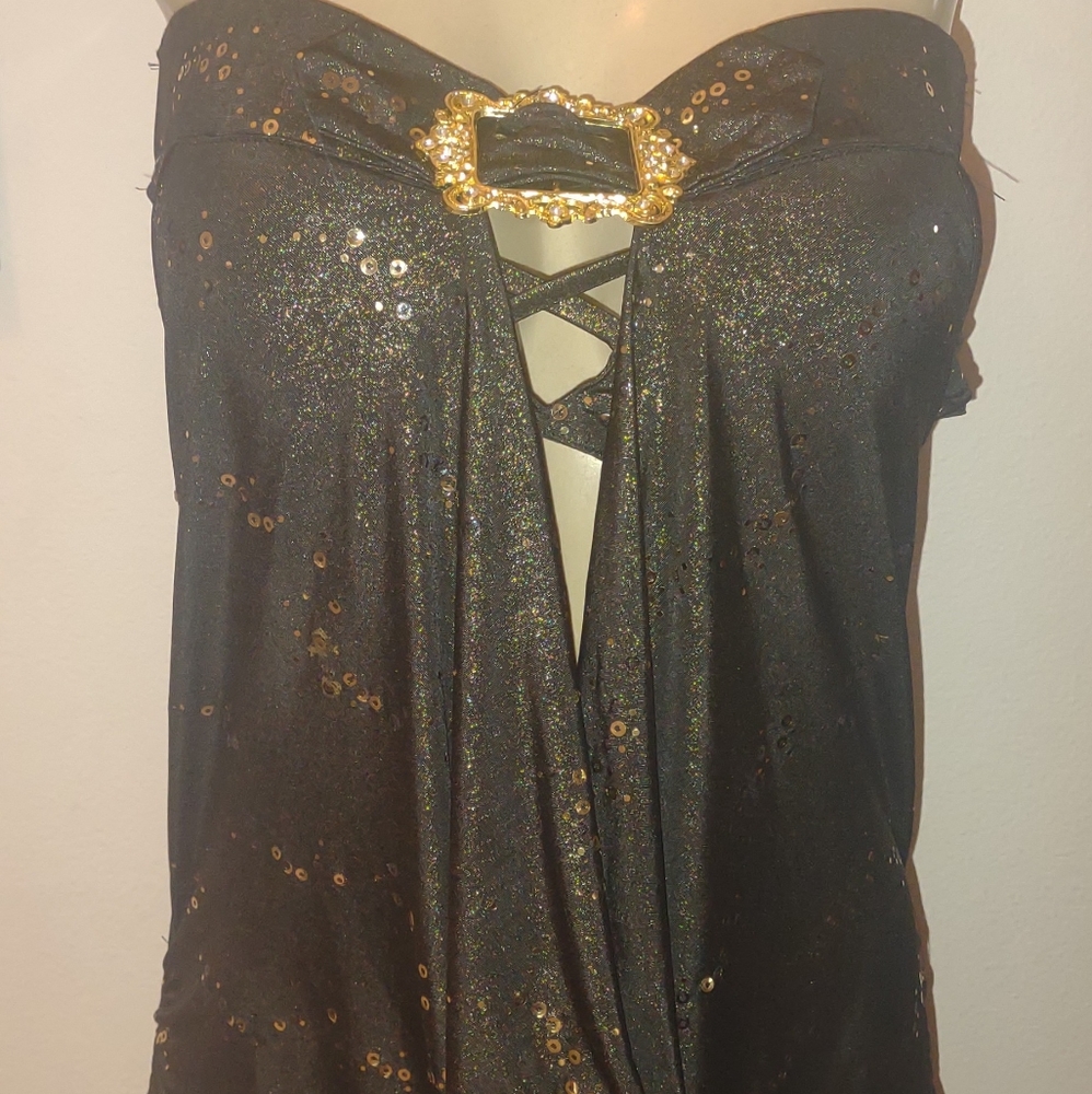 Ladies Gold Sequins Mini Dress